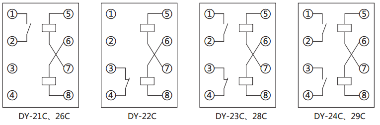 DY-21D電壓繼電器內部接線圖